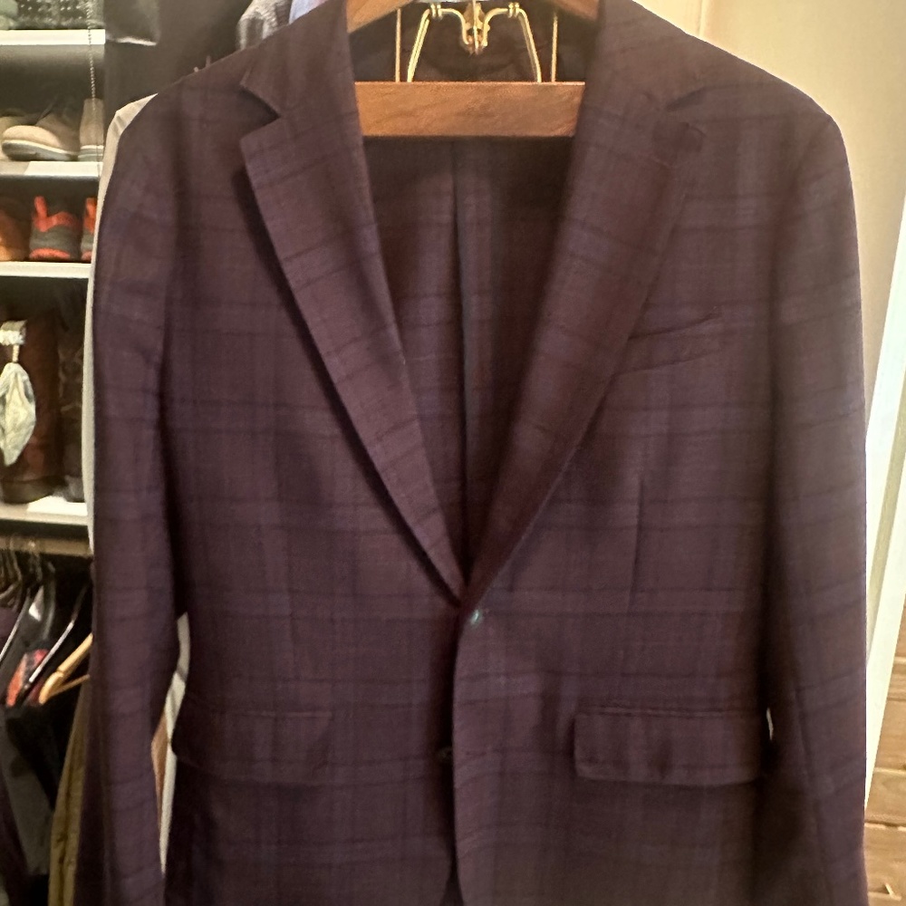 Bonobos Purple Plaid Sport Coat Blazer